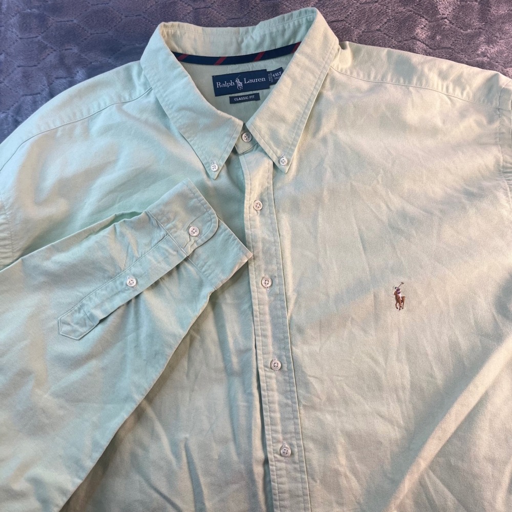 Ralph Lauren Oxford Shirt Mens 4XLT Green Classic Fit Long Sleeve Cotton